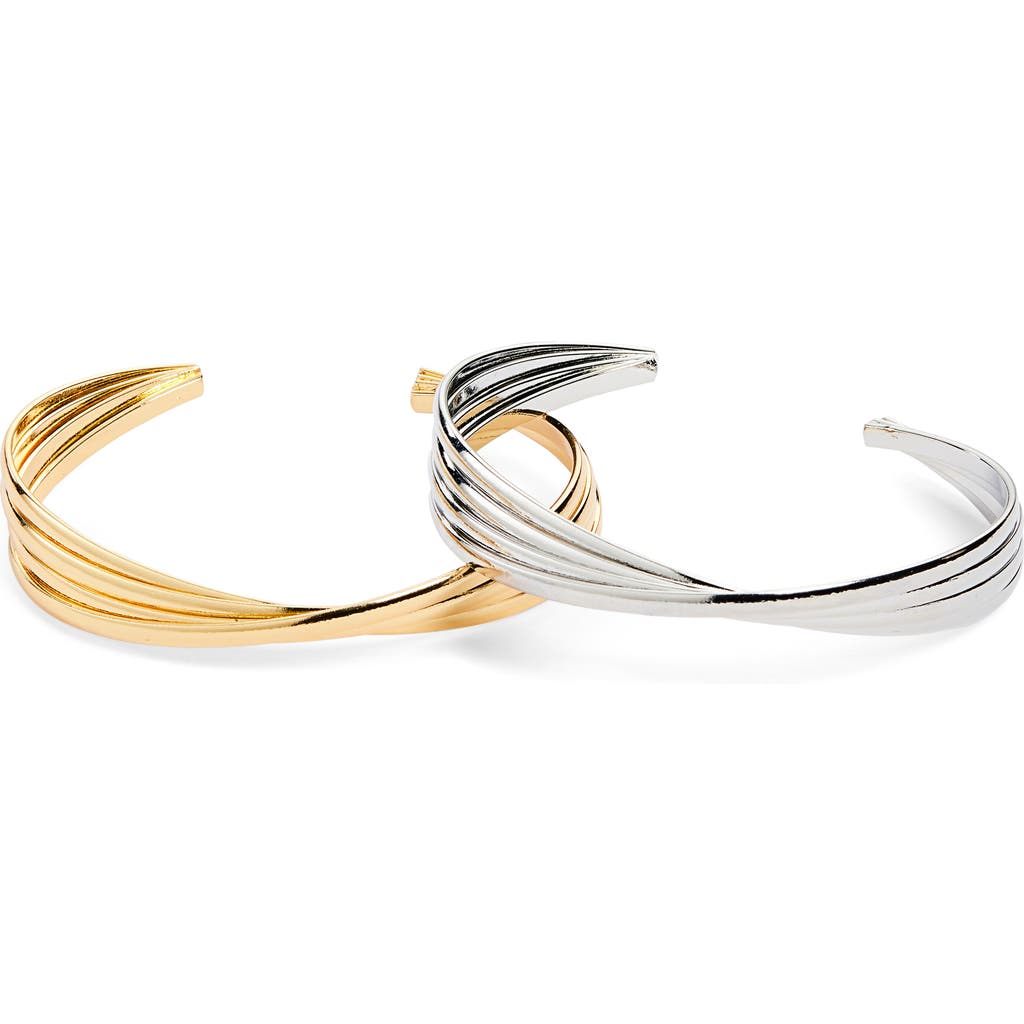 Tasha Pack Of 2 Mixed Metal Twist Cuff Bracelet In Gold