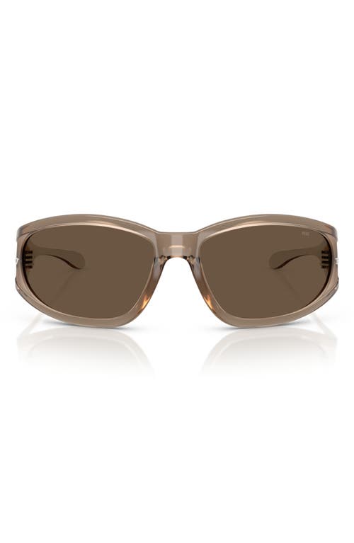 Diesel ® 65mm Oversize Wrap Sunglasses In Metallic Kaki/brown