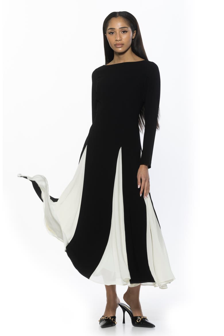 Elodie Floral Long Sleeve Maxi Dress, Alternate, color, BLACK/ WHITE