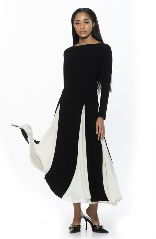 Alexia Admor Elodie Floral Long Sleeve Maxi Dress In Black/white