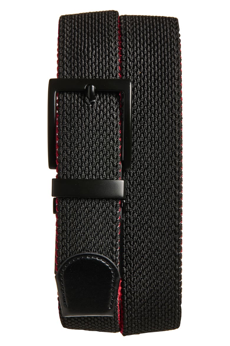 Stretch Fab Rev Woven Belt, Main, color, BLACK/ RED