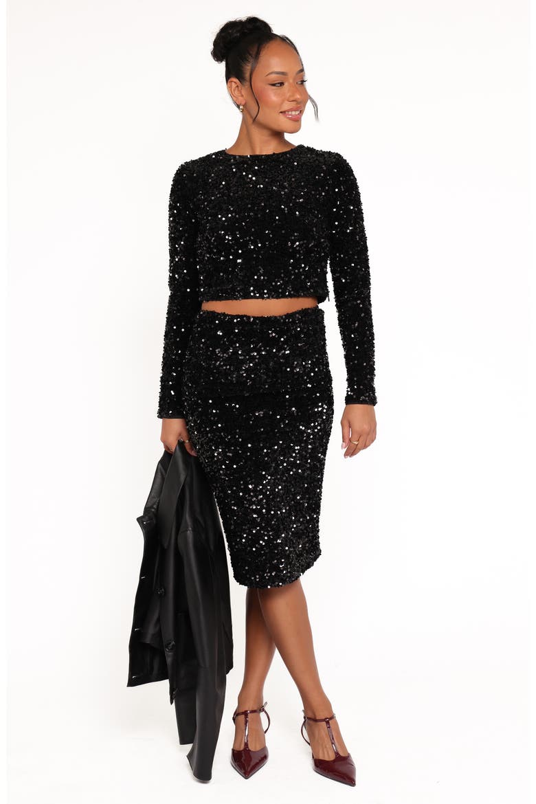 Quinne Sequin Crop Top, Alternate, color, BLACK