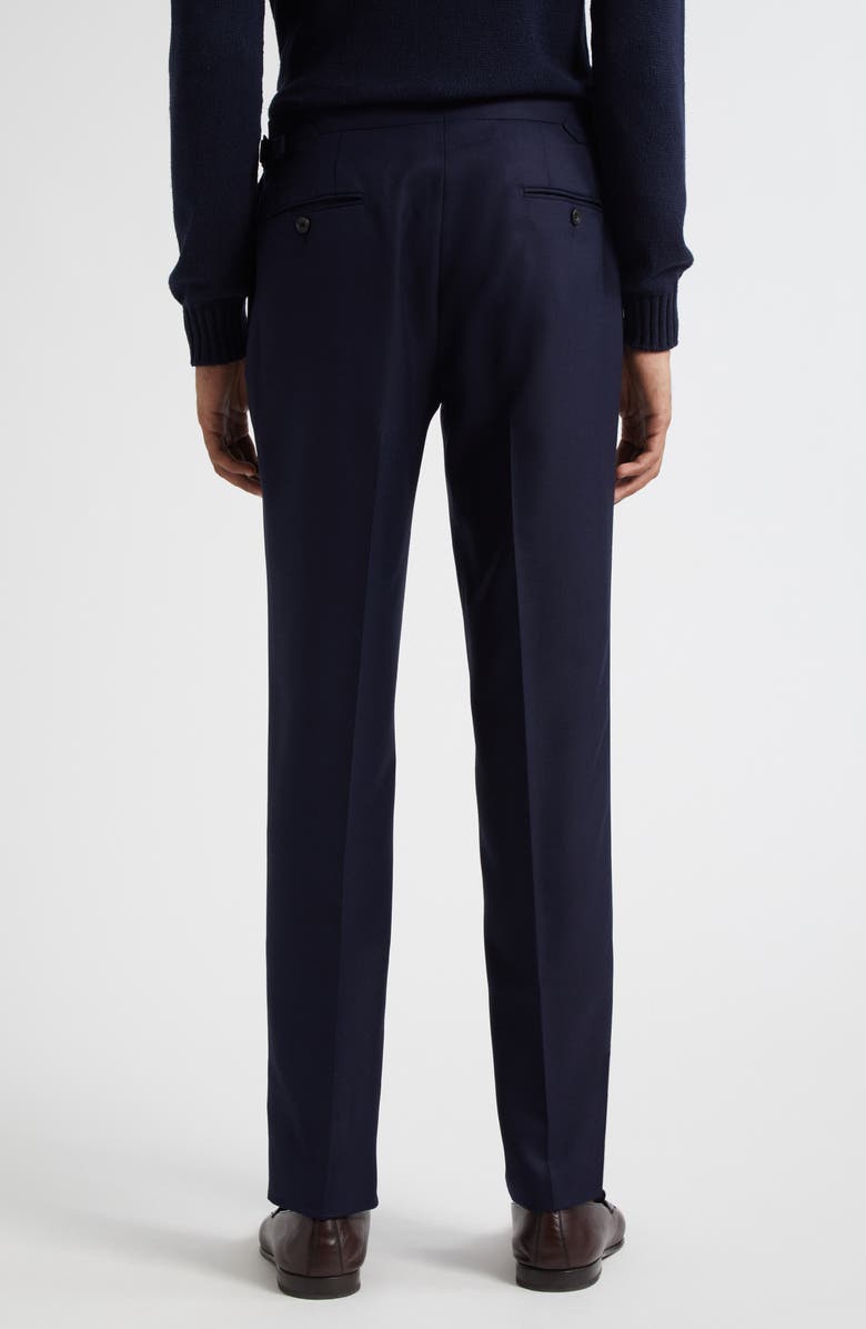 Thom Sweeney Flat Front Wool Hopsack Pants, Alternate, color, Navy