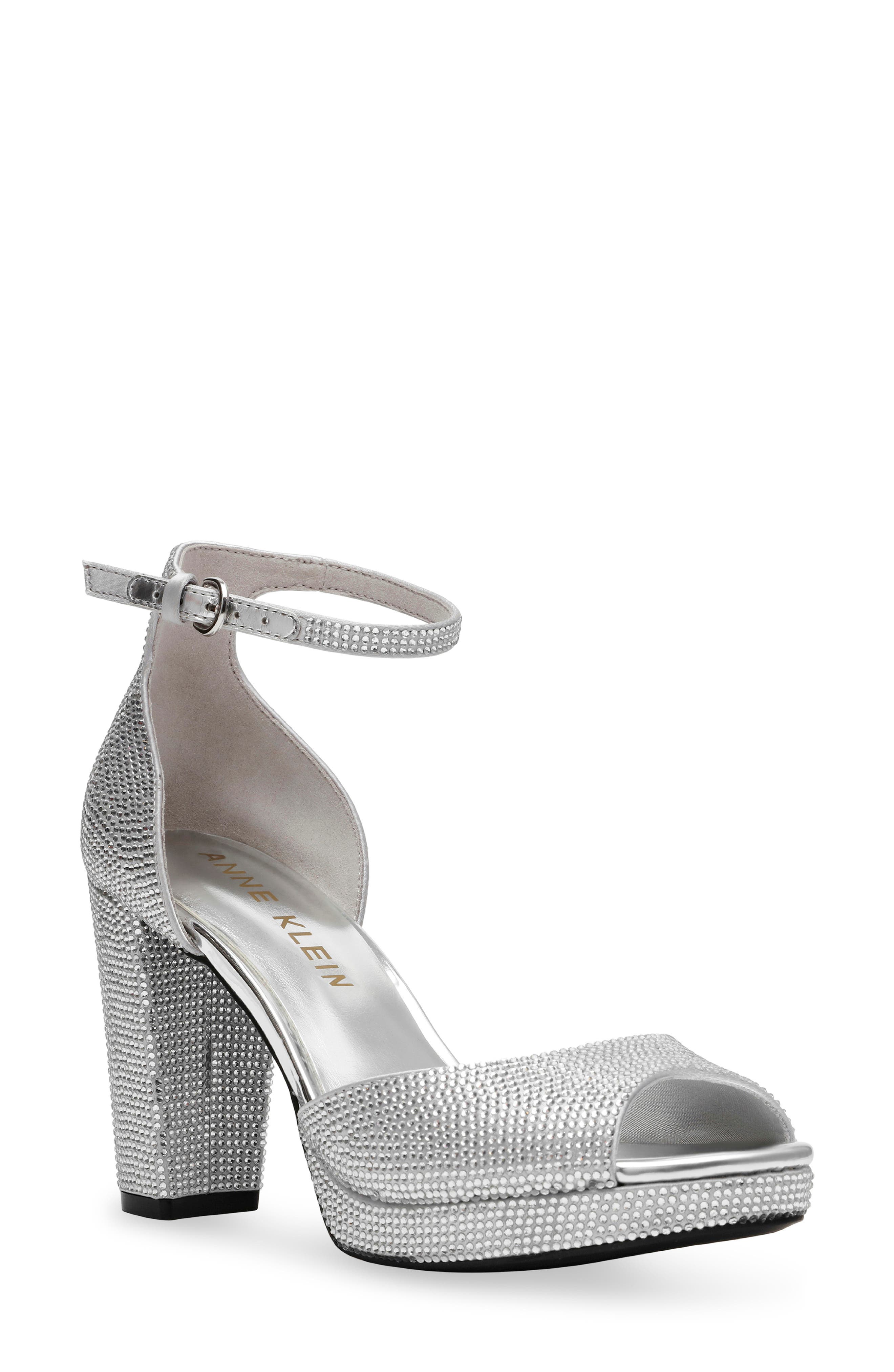 Vista Ankle Strap Platform Sandal, Main, color, SILVER CRYSTAL