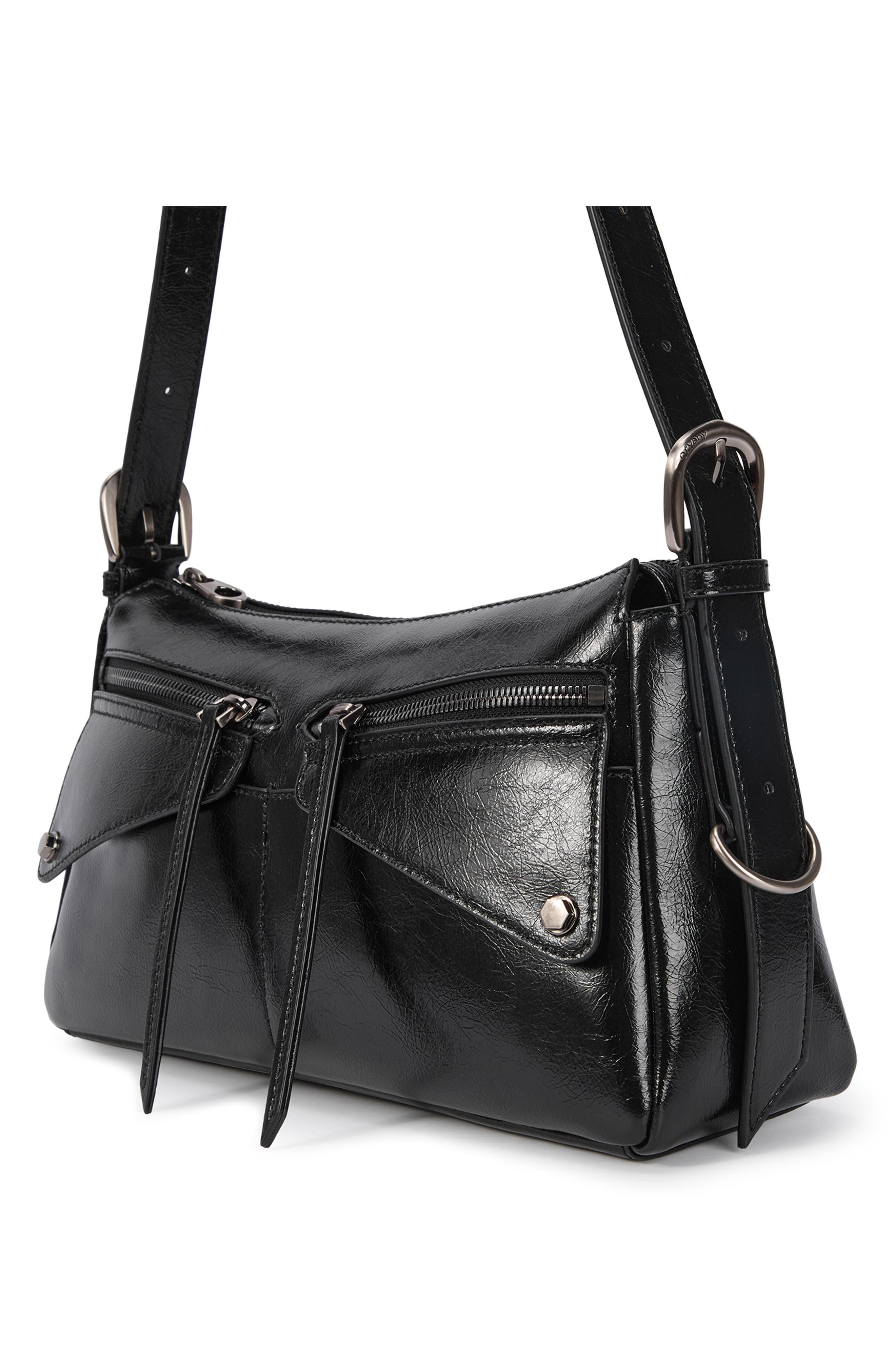 Oryany Moto Leather Shoulder Bag, Alternate, color, Black