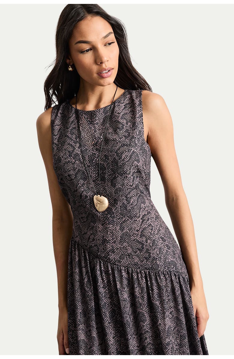 Warehouse Printed Chiffon Tiered Maxi Dress, Alternate, color, Brown