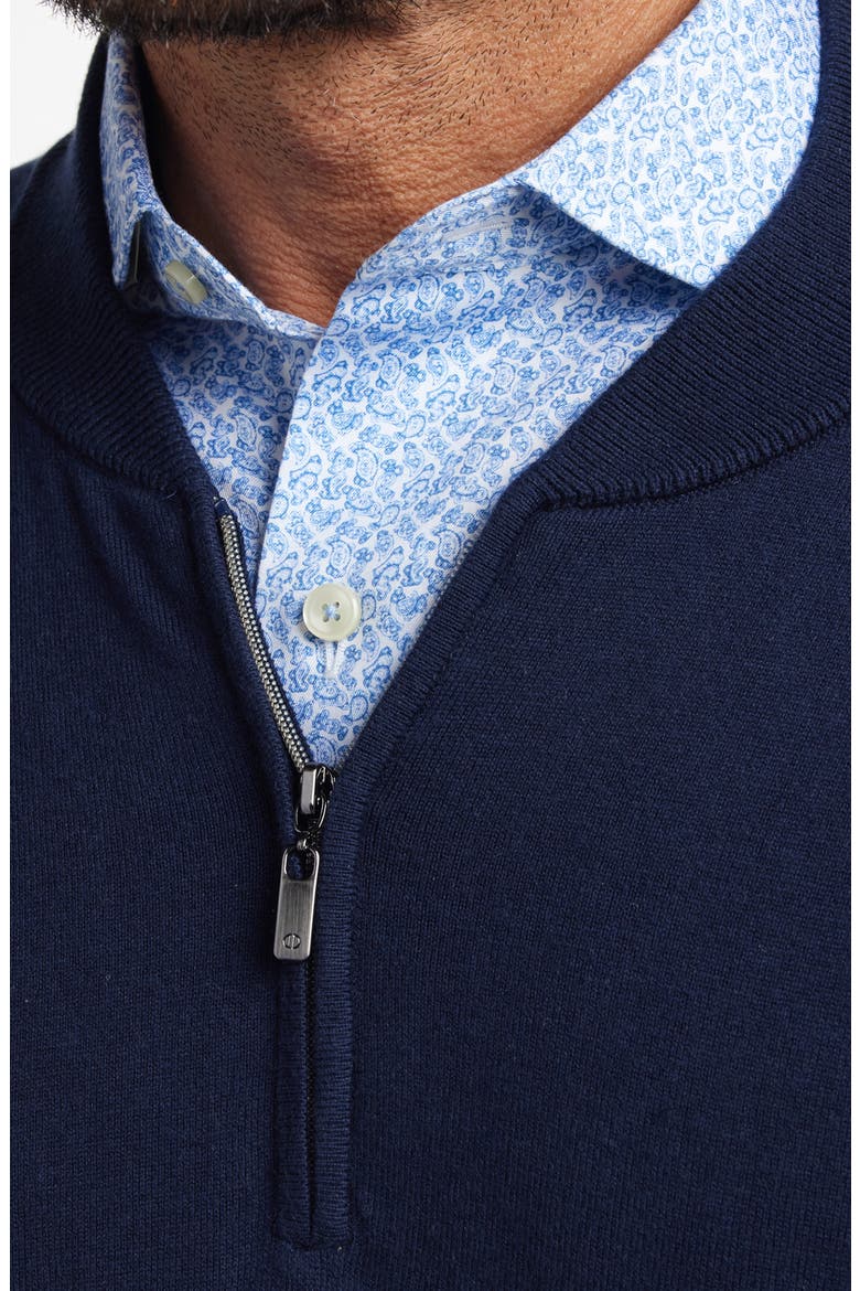 Skipper Cotton & Silk Blend Quarter Zip Sweater, Alternate, color, NAVY