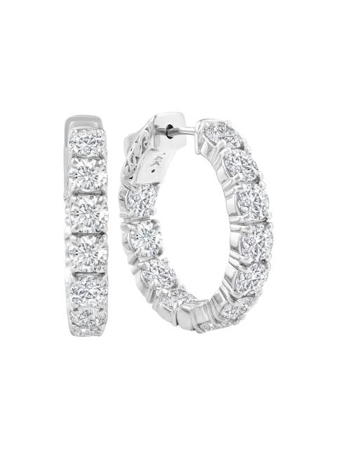 4 1/2 Ct Diamond Inside Outside Hoops W/ Vault Lock 14k Gold Lab Grown