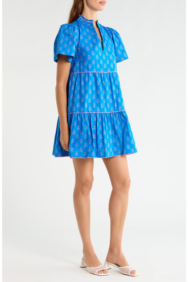 Candace Floral Tiered Cotton Minidress, Alternate, color, COBALT-MULTI