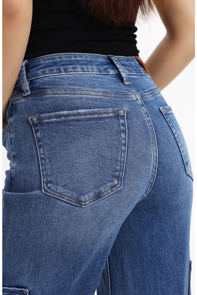 High Waist Wide Leg Cargo Jeans, Alternate, color, MEDIUM BLUE