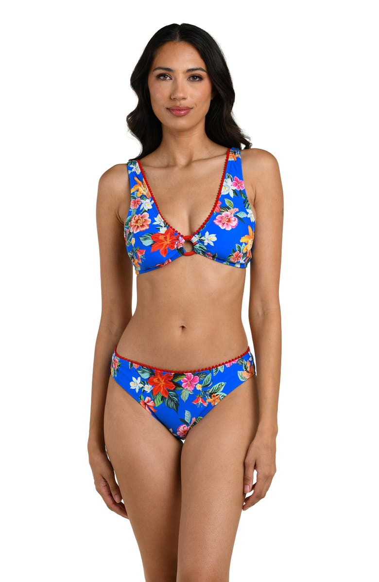 La Blanca Modern O-Ring Bikini Top, Alternate, color, Blue Multi