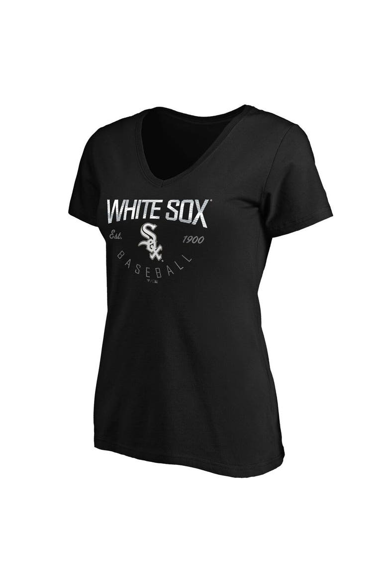 Women's Fanatics Branded Black Chicago White Sox Live For It V-Neck T-Shirt, Alternate, color, BLACK