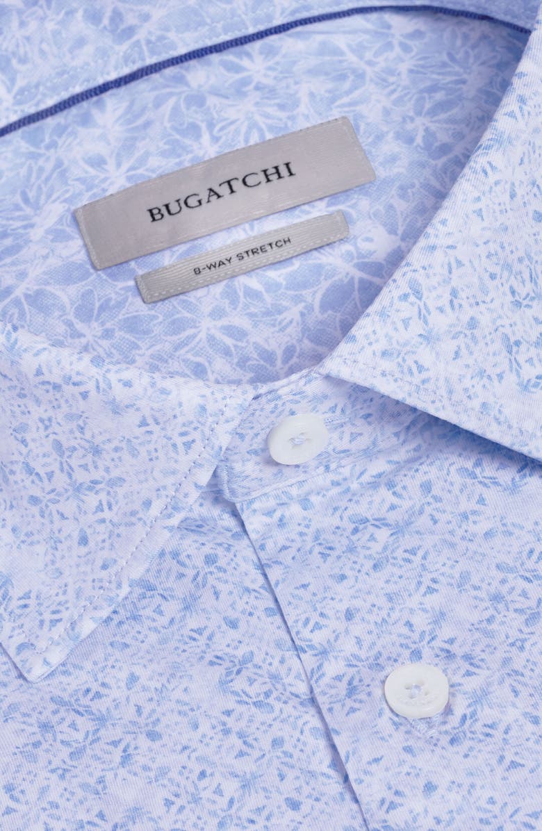 Bugatchi Jimmy OoohCotton<sup>®</sup> Floral Print Button-Up Shirt, Alternate, color, Air Blue