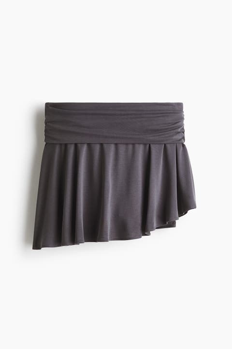 Foldover-waist Asymmetric Yoga Skirt