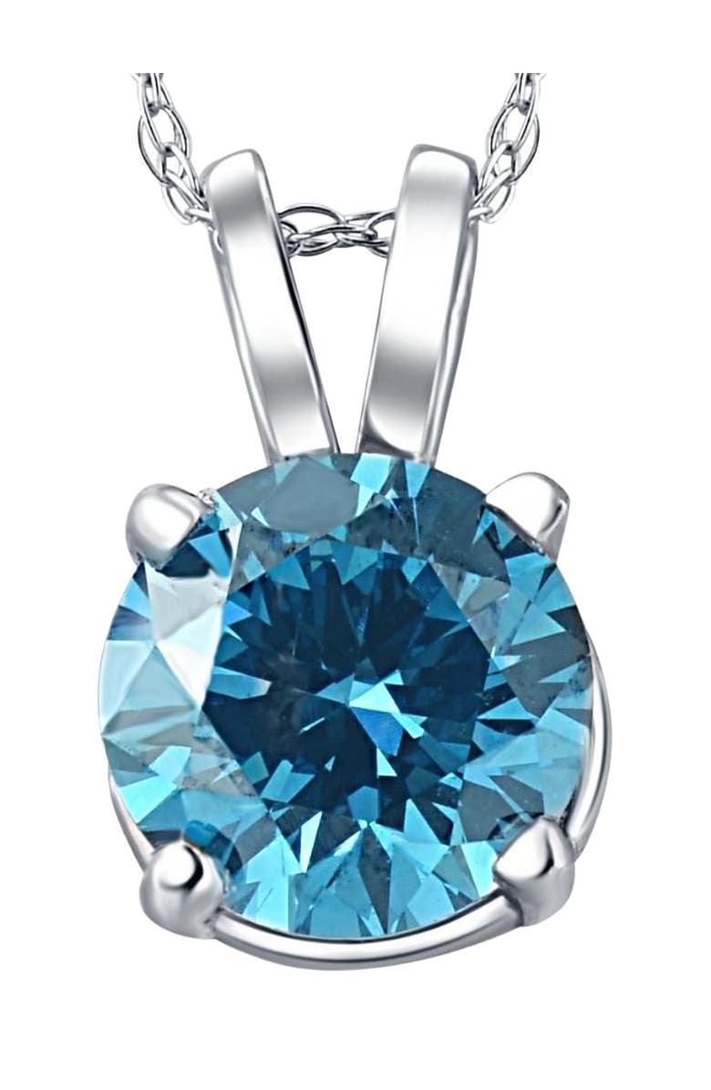Bliss Diamond 1 Ct Blue Diamond Solitaire Pendant 14K Gold Lab Grown Necklace, Main, color, 