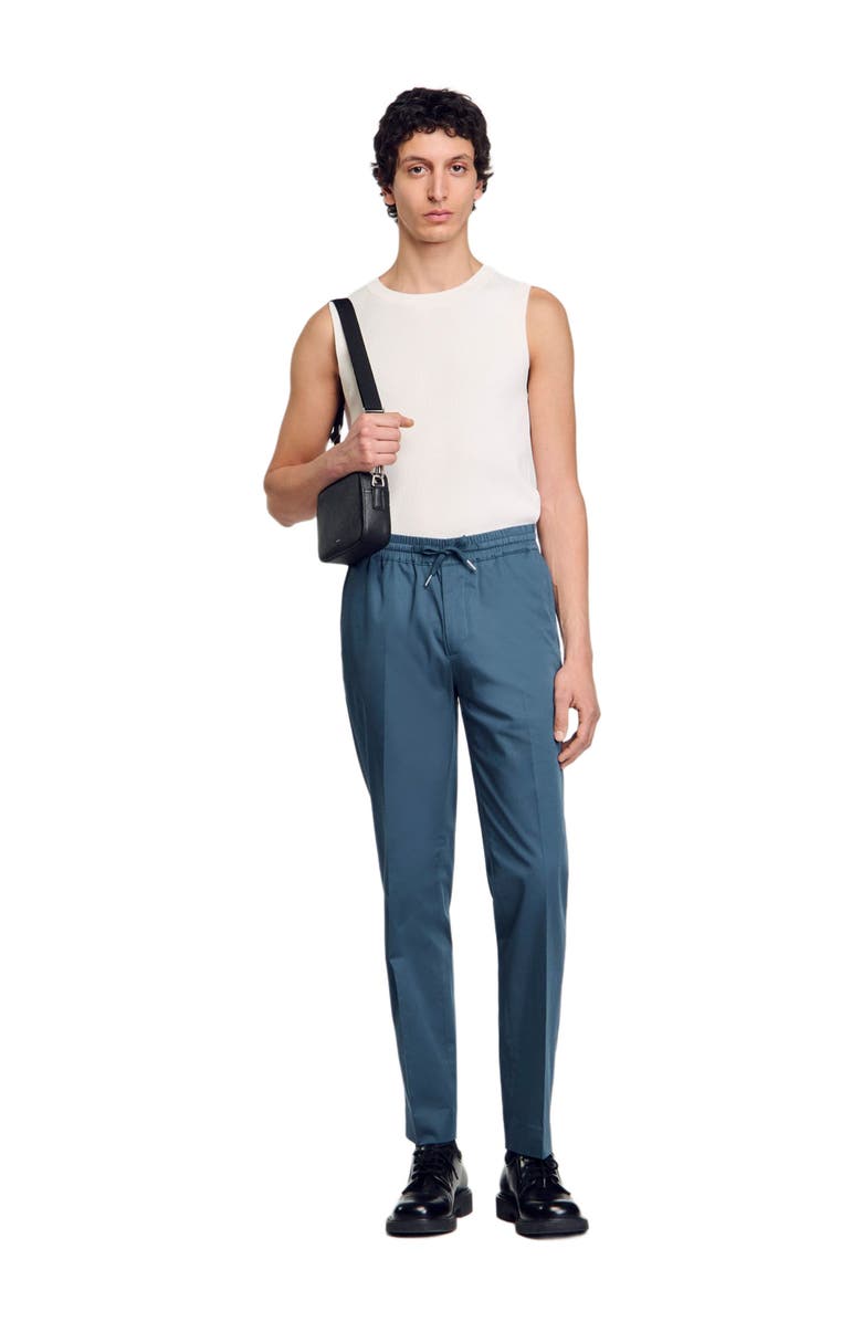 SANDRO Elasticated straight-leg trousers, Alternate, color, Thunderstorm Blue