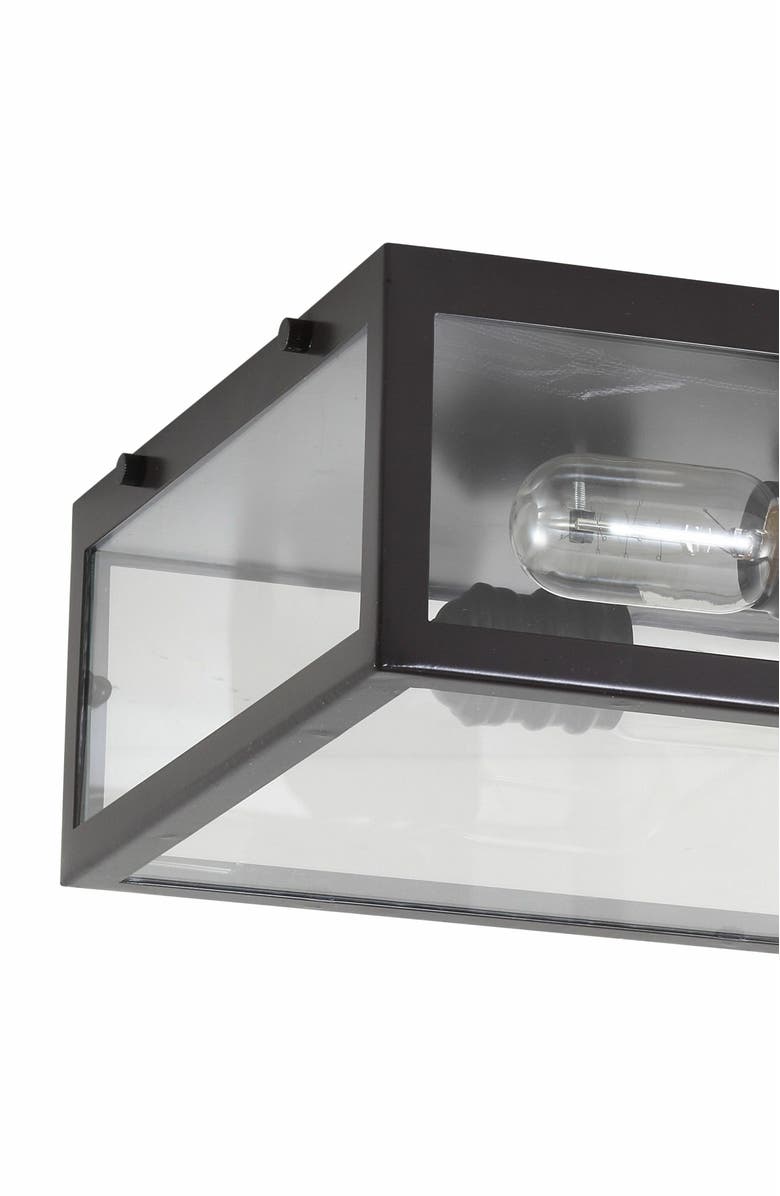 JONATHAN Y Grayson 2-Light Bohemian Farmhouse Iron/Glass LED Flush Mount, Alternate, color, Oil Rubbed Bronze / Clear