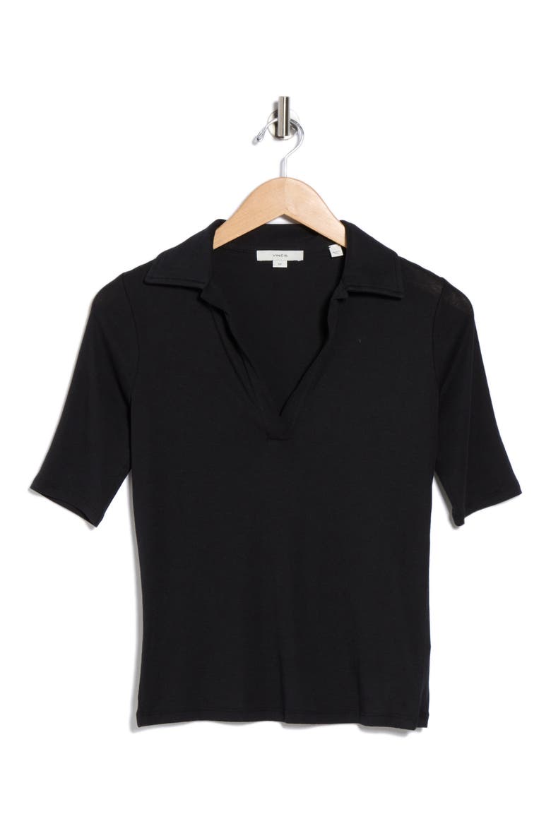 Elbow Sleeve Polo, Alternate, color, BLACK