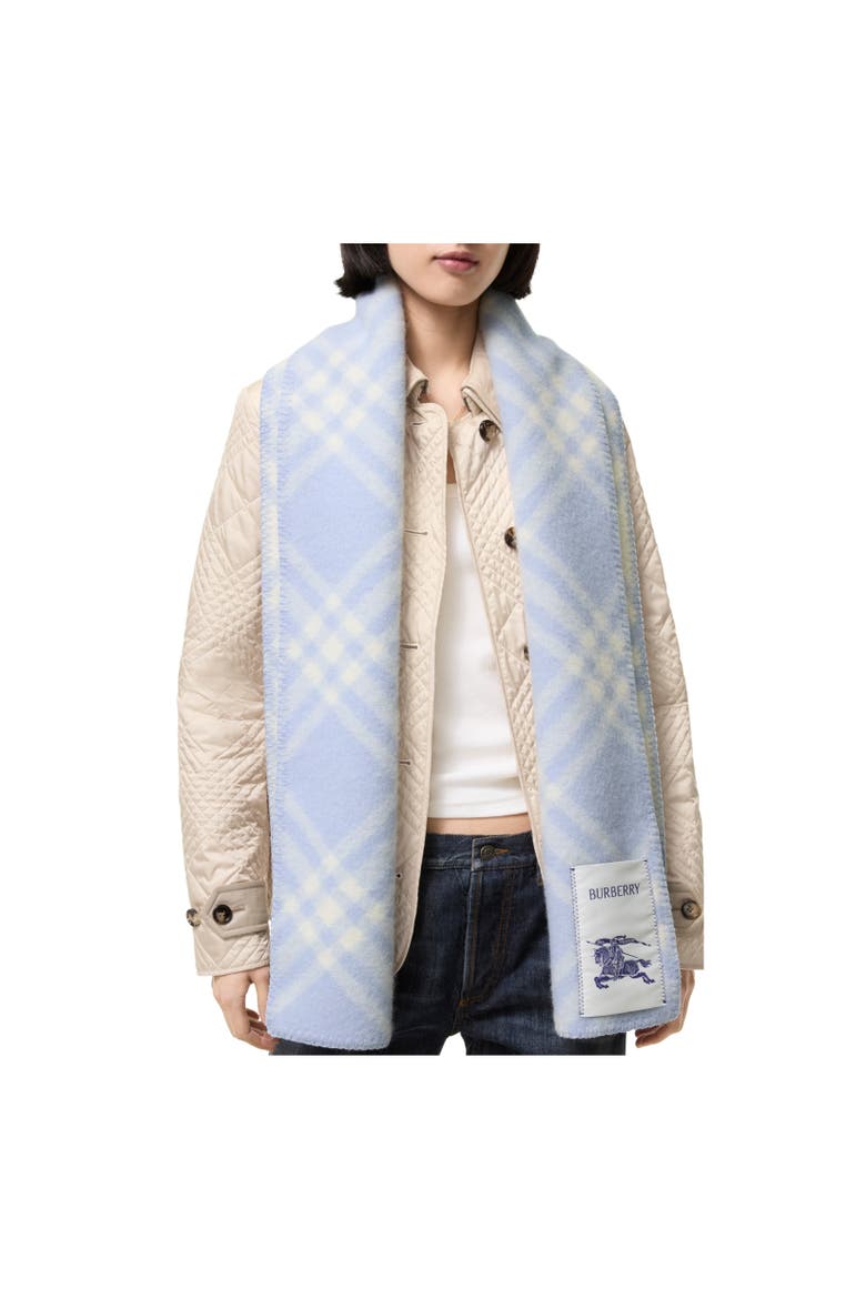 Check Wool Scarf, Alternate, color, Dive blue