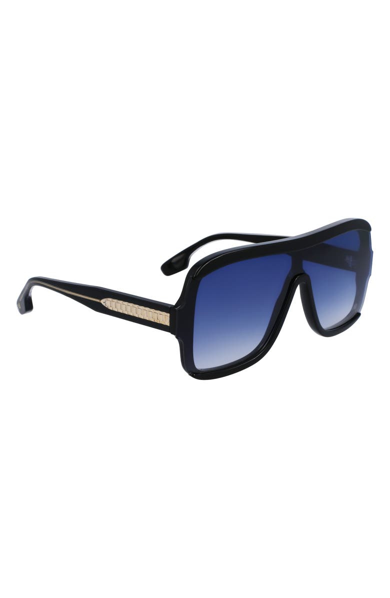 Victoria Beckham 64mm Chain Shield Sunglasses, Alternate, color, Black