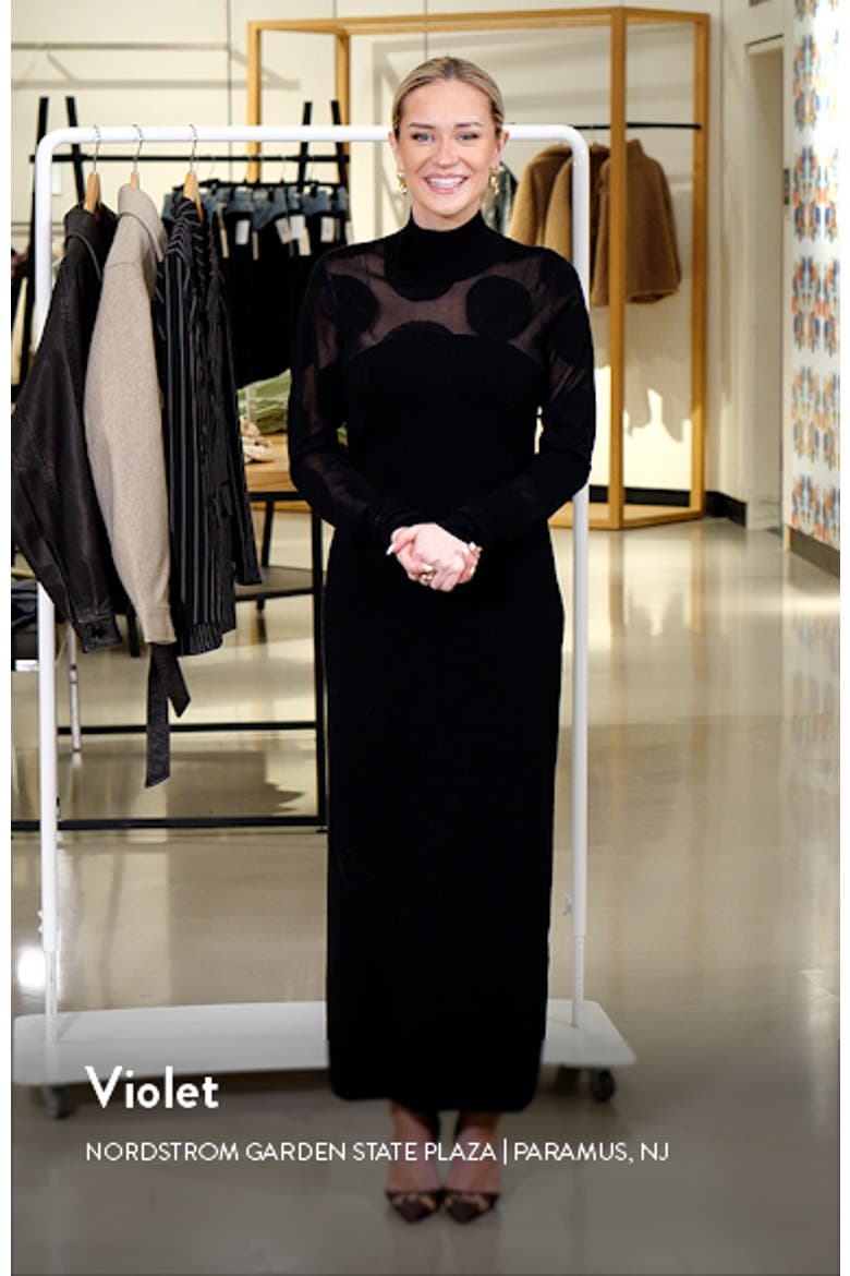 Polka Dot Long Sleeve Wool Blend Sweater Dress video