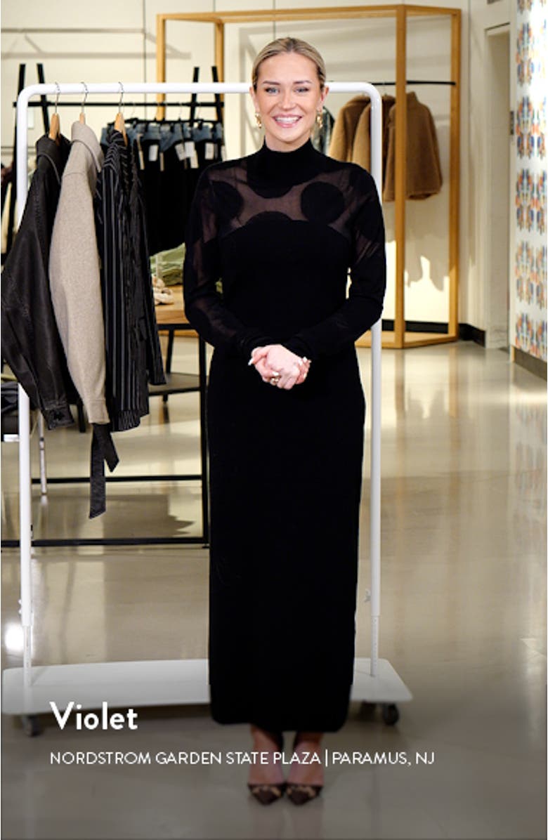 Polka Dot Long Sleeve Wool Blend Sweater Dress, sales video thumbnail