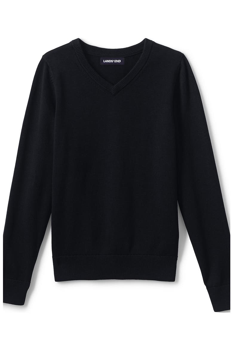 School Uniform Boys Cotton Modal Fine Gauge V-neck Sweater, Alternate, color, Black