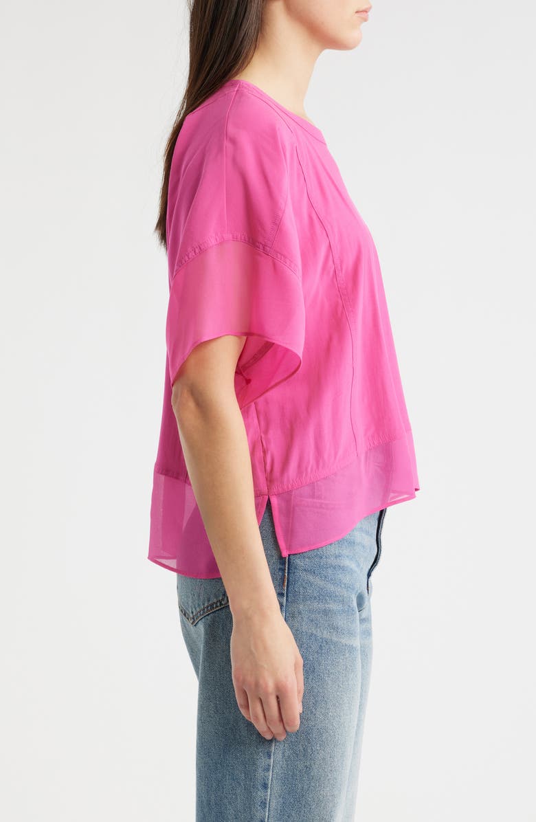 DKNY Mixed Media Dolman Sleeve Top, Alternate, color, Vivid Pink