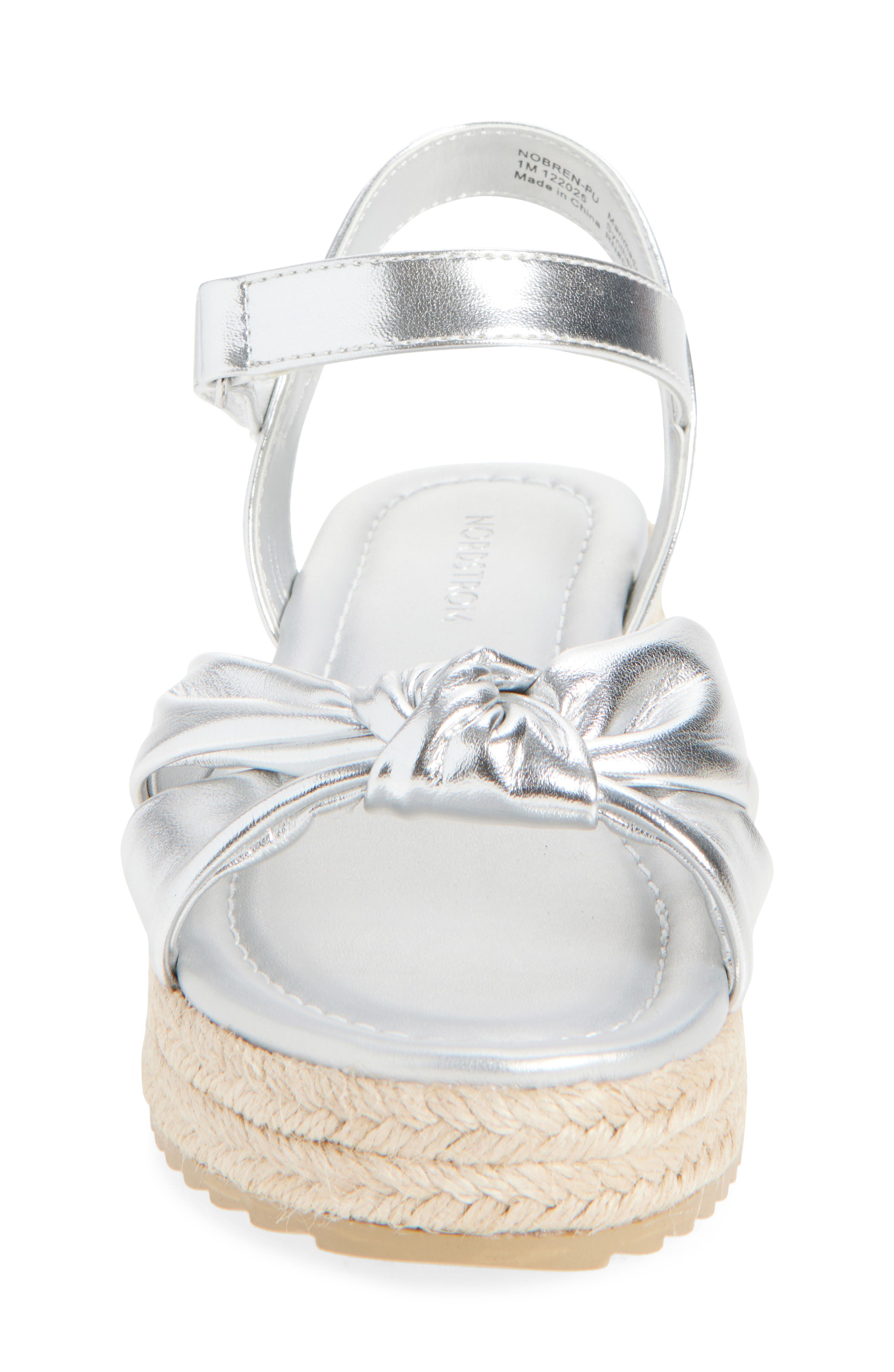 Nordstrom Kids' Bren Espadrille Wedge Sandal, Alternate, color, Silver Metallic
