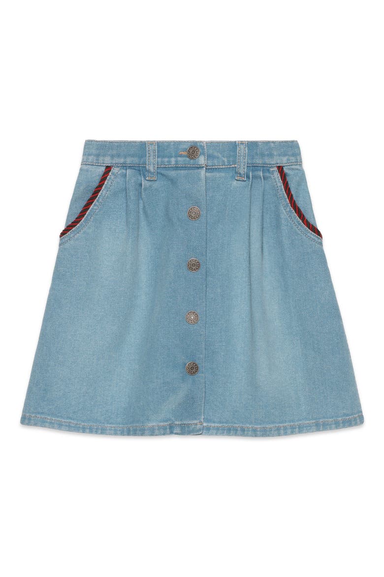 Stretch Denim Skirt, Main, color, LIGHT BLUE MULTI
