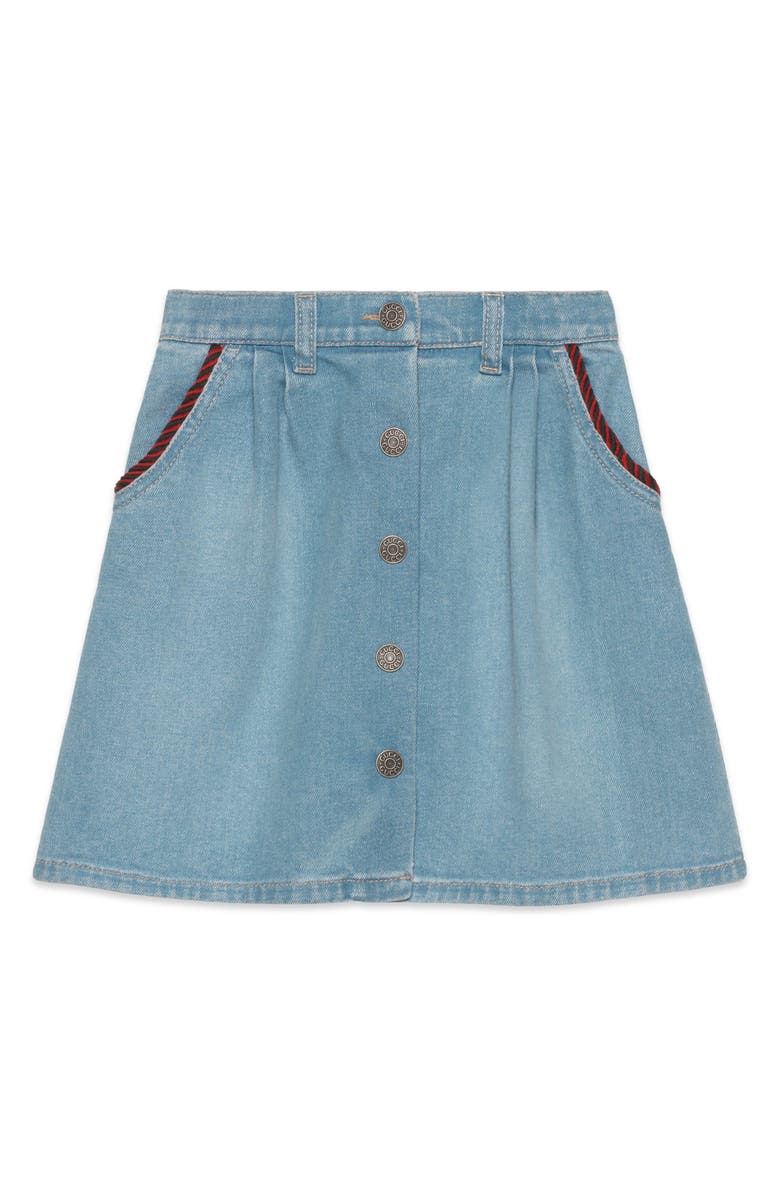 Gucci Stretch Denim Skirt, Main, color, 