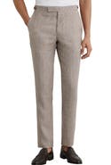 Reiss Epsom Tailored Fit Glen Check Linen & Wool Blend Suit Pants