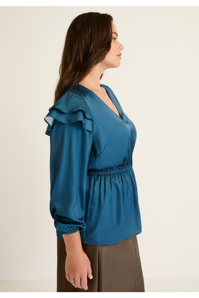 Satin Peplum Top, Alternate, color, DEEP DIVE