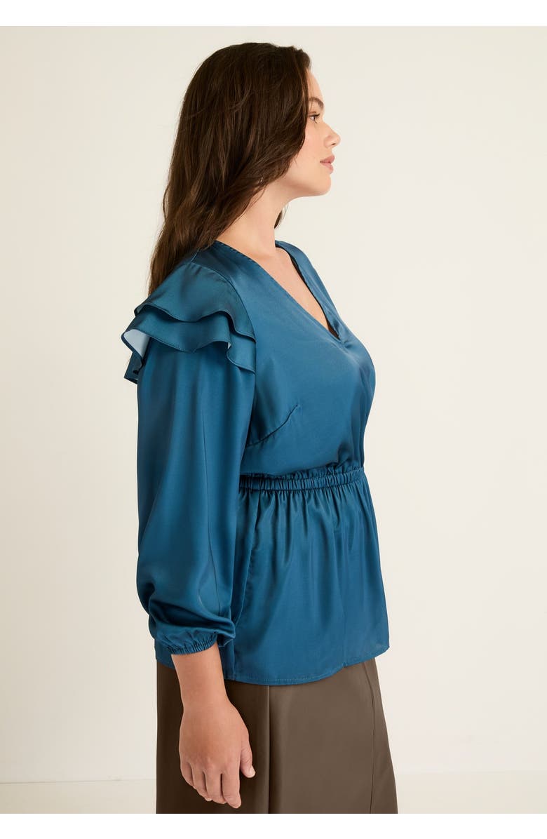 June + Vie Satin Peplum Top, Alternate, color, Deep Dive