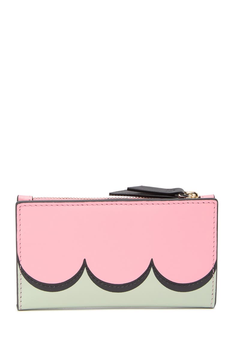 Kate Spade New York intarsia scallop small slim bifold wallet, Alternate, color,
