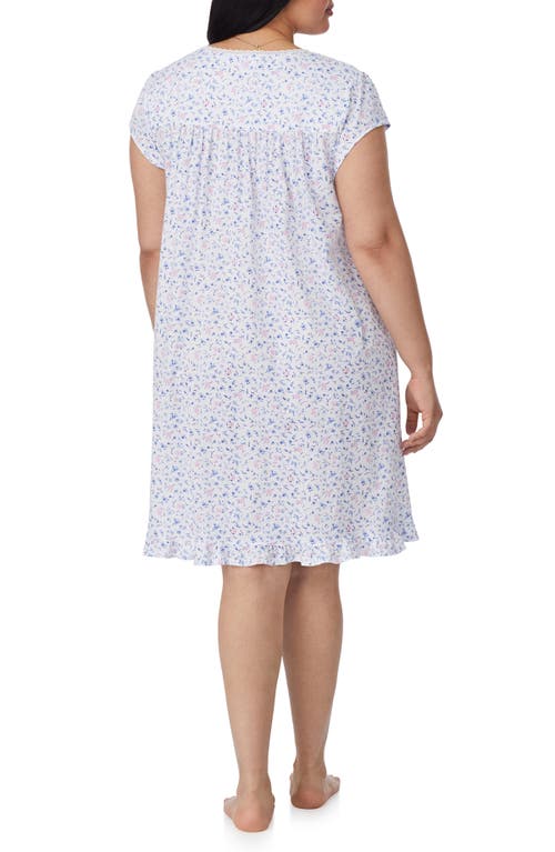 Shop Eileen West Floral Cap Sleeve Cotton Jersey Short Nightgown In White Ditsy