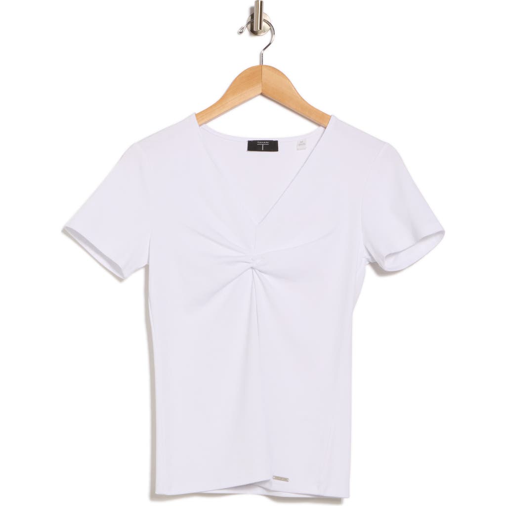T Tahari Twist Front V-neck T-shirt