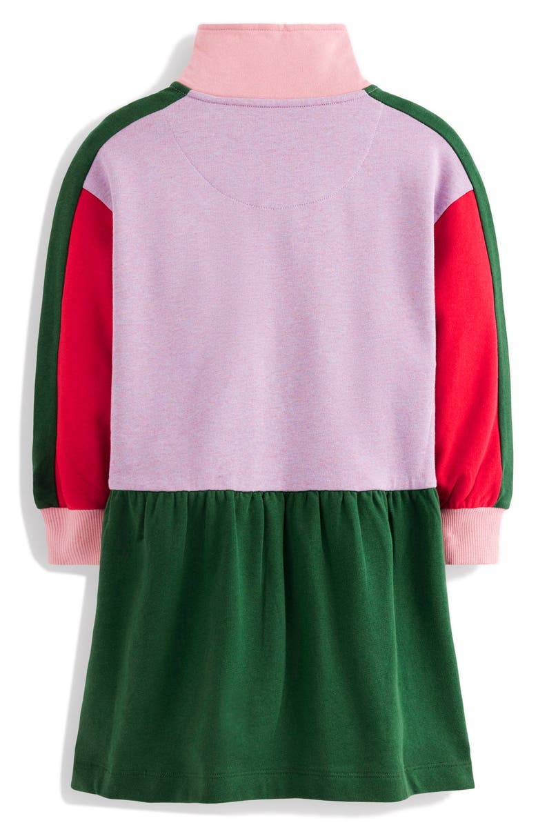 Mini Boden Kids' Colorblock Half Zip Sweatshirt Dress, Alternate, color, Colour Block Marl