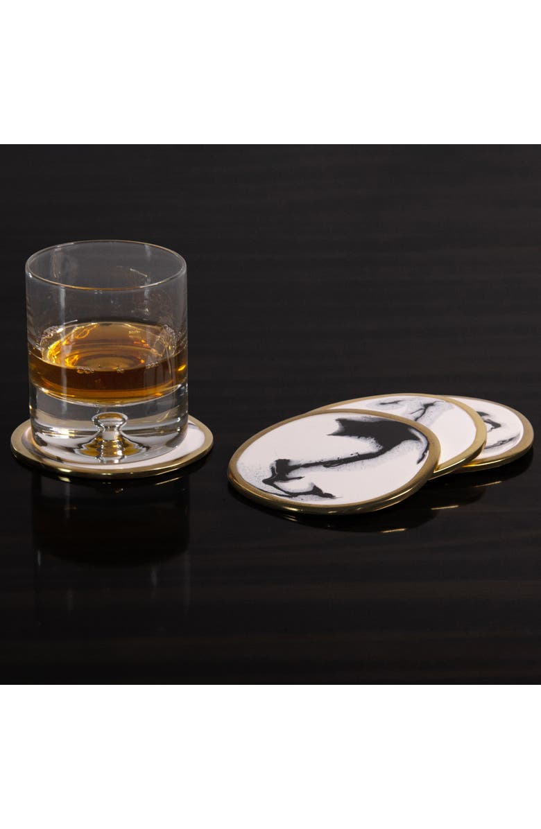 Lunares Bianco Nero Coaster - Set of 4, Alternate, color, White