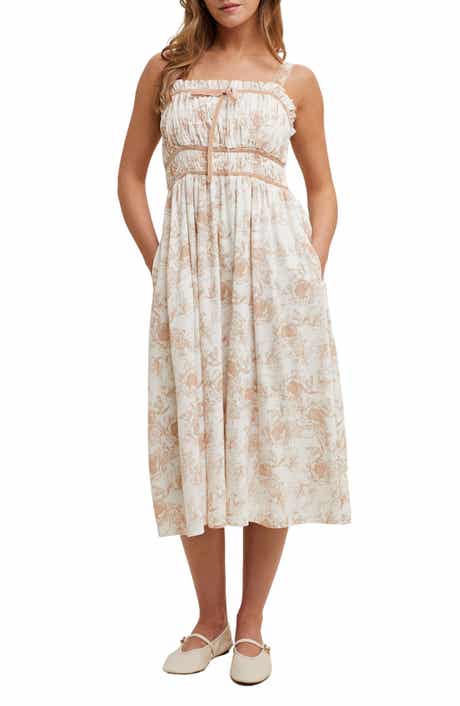 WISHLIST Floral Ruched Midi Dress