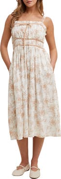 WISHLIST Floral Ruched Midi Dress