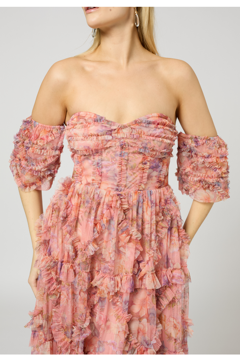 Ruffle maxi Dress, Alternate, color, MULTICOLOR