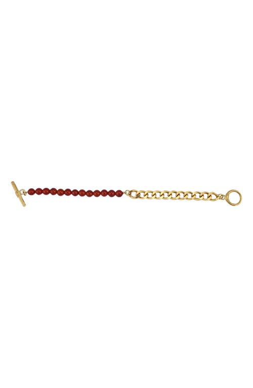 Rebl Carnelian & Cuban Chain Bracelet