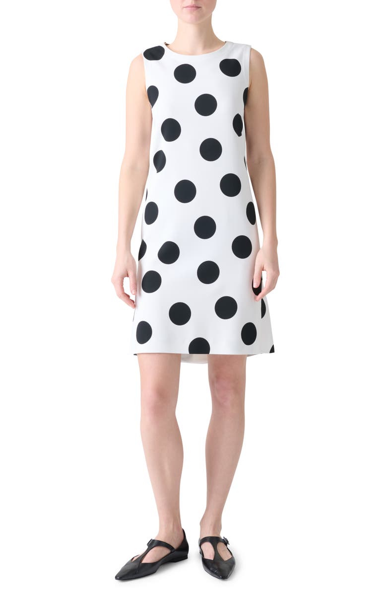 Akris punto Polka Dot Sleeveless Shift Dress, Main, color, Cream-Black