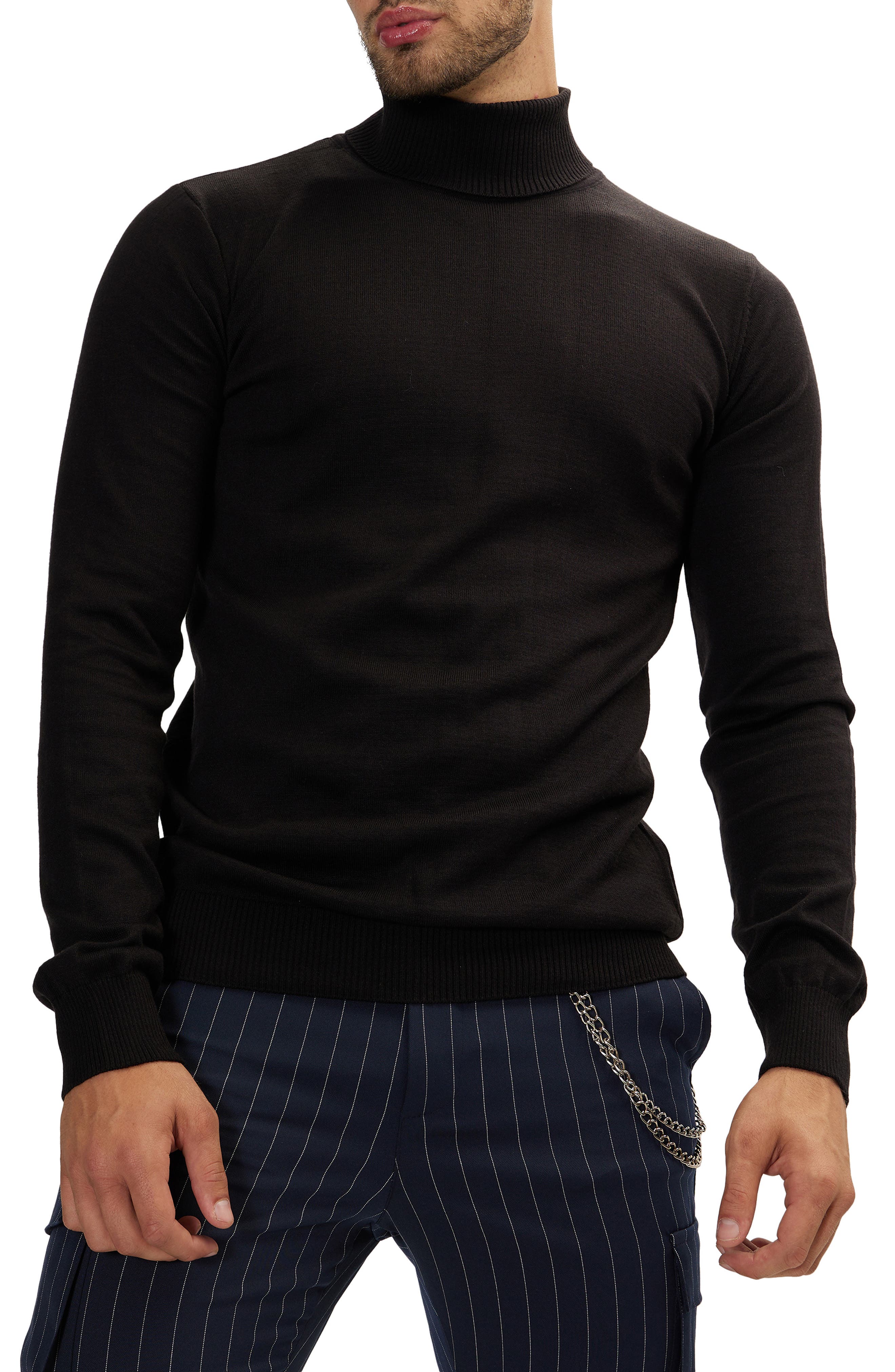 Roll Neck Rib Knit Sweater