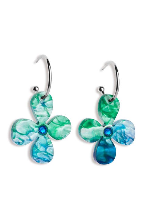 Daisy Hoop Earrings - Blue Lava