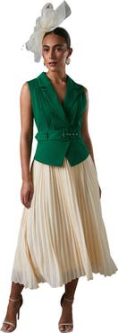 Coast Sleeveless Crepe Pleated Midi Dress