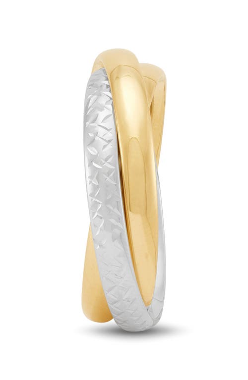 Frankie & Zoe Tube Crossover Band Ring In Gold