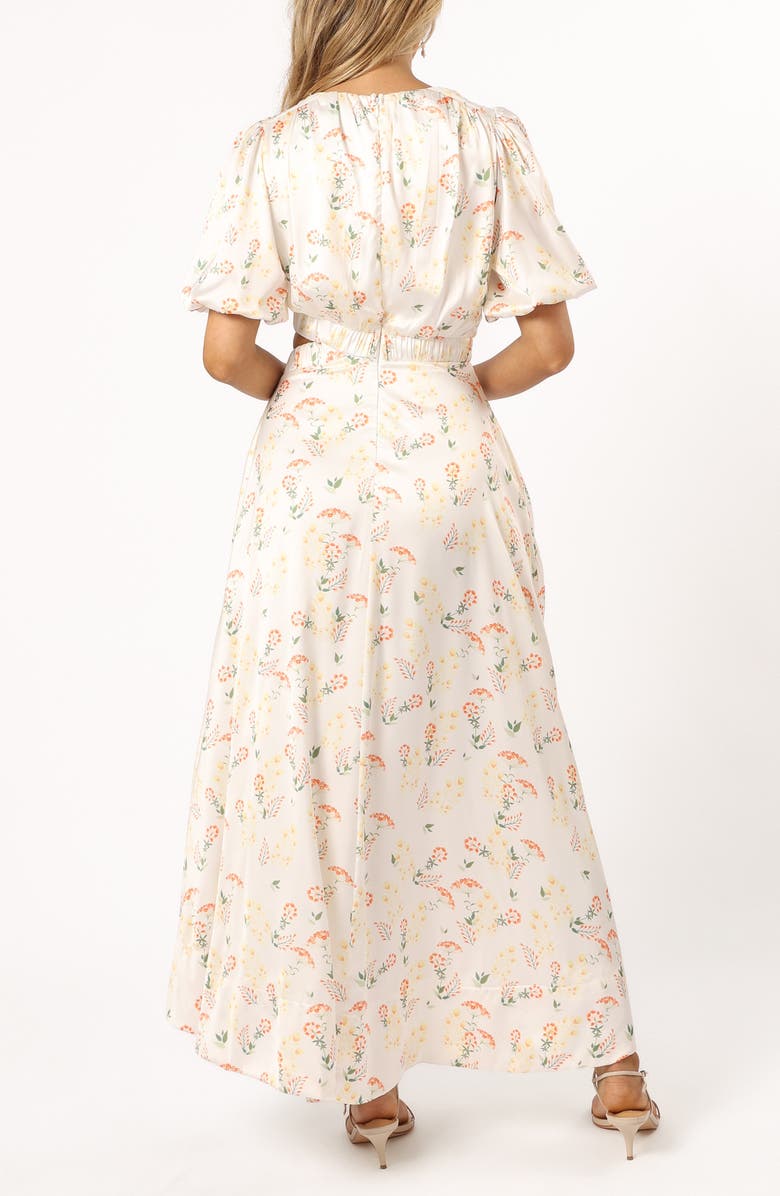 Petal & Pup Aminah Puff Sleeve Cutout Maxi Dress, Alternate, color, Yellow Floral