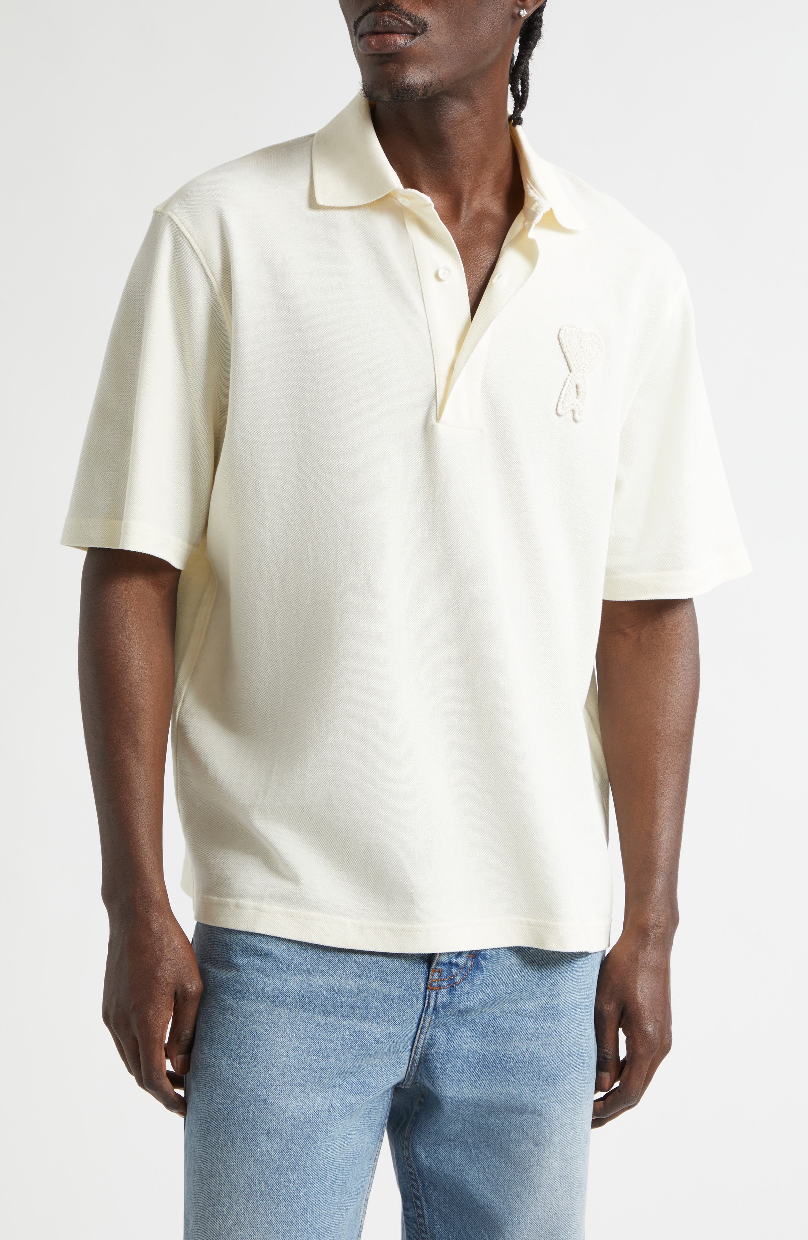 Boxy Fit Cotton Pique Polo